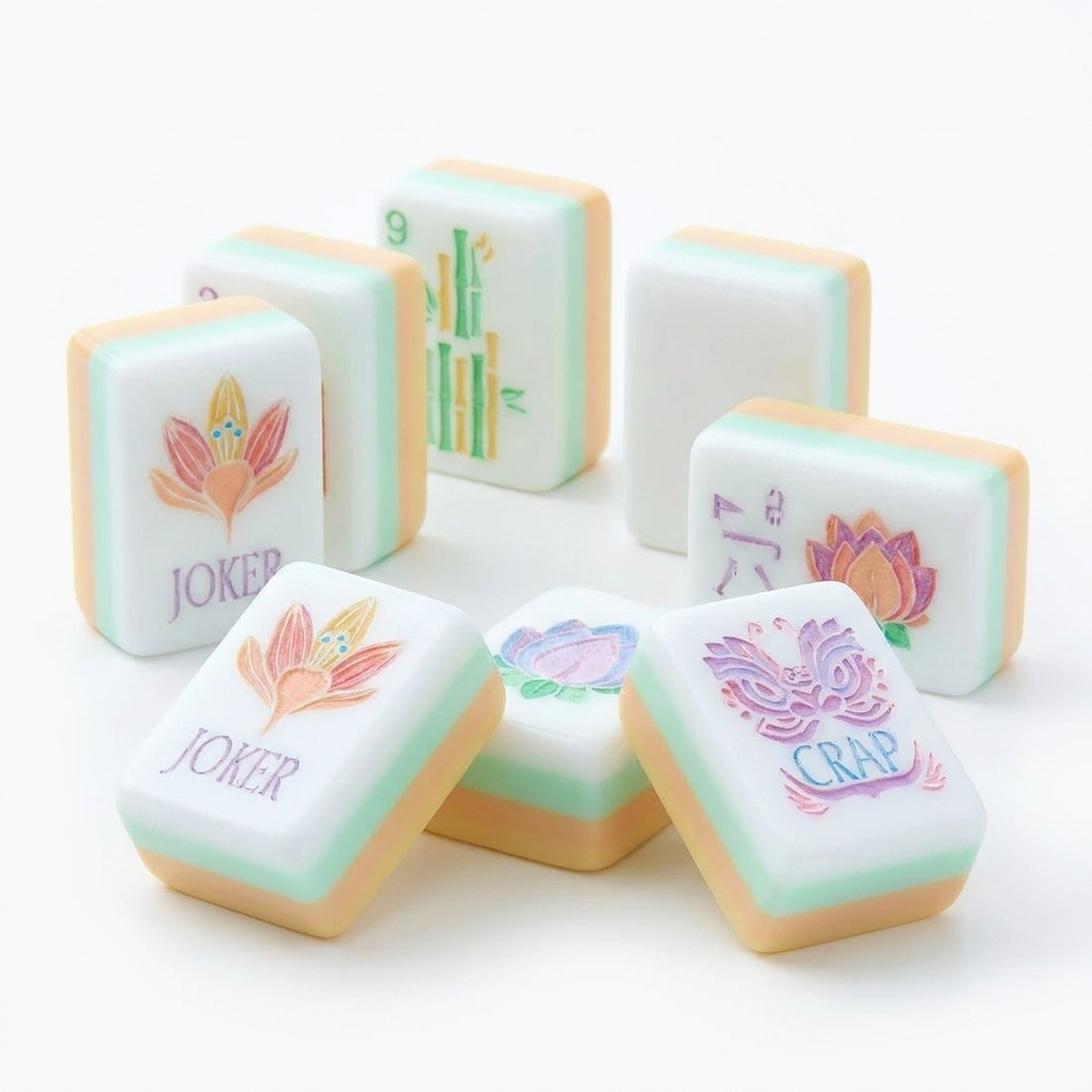 Hand-polished American Mahjong tiles with engraved numbers