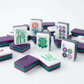 Deep Purple American Mahjong acrylic tiles angled studio shot showing layered edges