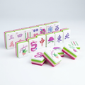Rose Red American Mahjong acrylic tiles angled studio shot showing layered edges