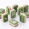 Mung Bean Green American Mahjong acrylic tiles angled studio shot showing layered edges