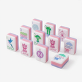 Purple Lucky Bamboo American Mahjong acrylic tiles angled studio shot