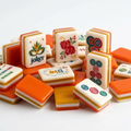 Orange American Mahjong acrylic tiles angled studio shot