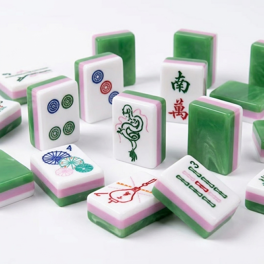 Marble American Mahjong acrylic tiles angled studio shot