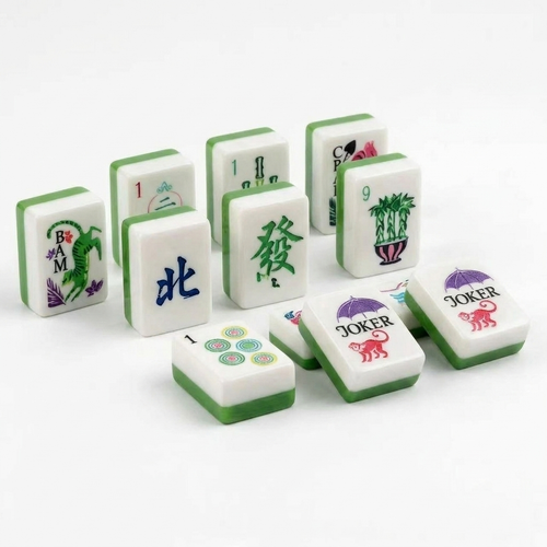 Bamboo Grain American Mahjong acrylic tiles angled studio shot
