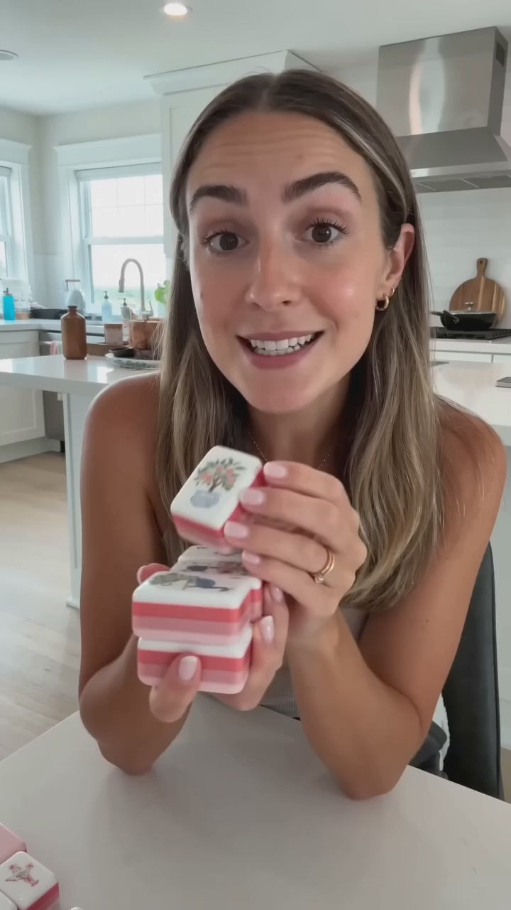 UGC video review of Pink Teapot American Mahjong tile set